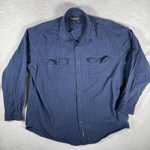 Abercrombie & Fitch Shirt Mens XL BIG Blue Plaid Long Sleeve Front Pockets